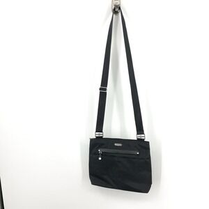 Baggallini Women Small Purse Shoulder Crossbody Bag Black Nylon Travel Zip Top
